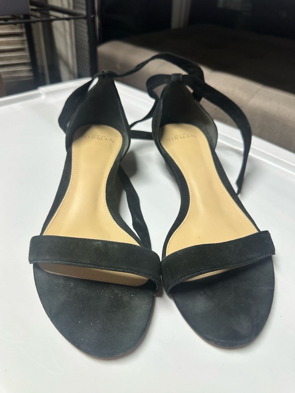 Alexandre Birman Black Suede Wrap Tie Flat Sandals Size 39
